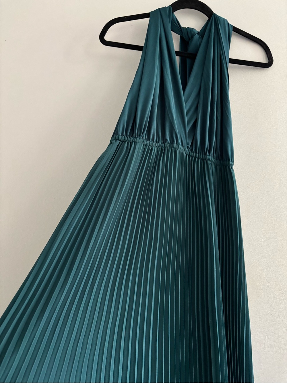 Oasis Teal Infinity Multiway Formal Bridesmaid Dress Pleated Halter Maxi Sz. 12